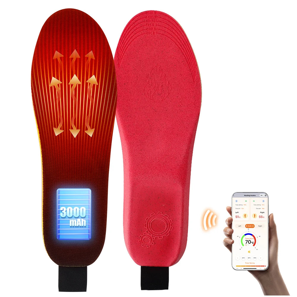 NEW APP Control Heated Insoles Electric Foot Warming Pad for Winter Outdoor Ski Adjustable Temperature Feet Heater Shoe Pads